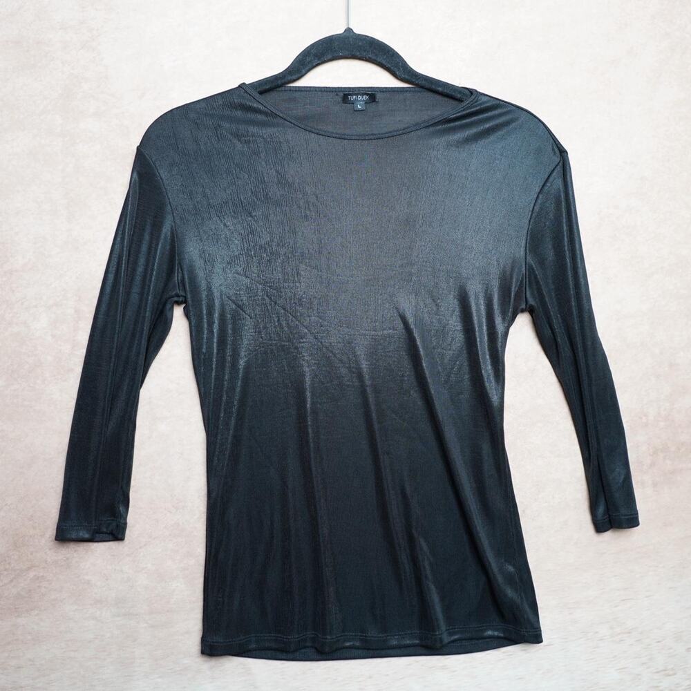 Tufi Duek Metallic Black Top Y2K Large